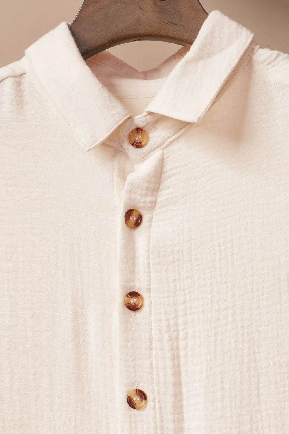 Button Down Short Sleeve Midi Shirt Dress - MARIGOLD 