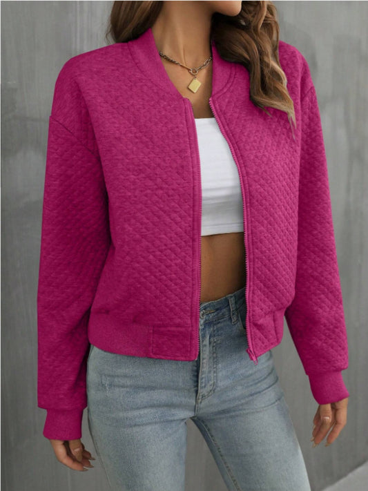 Zip Up Long Sleeve Jacket - MARIGOLD 