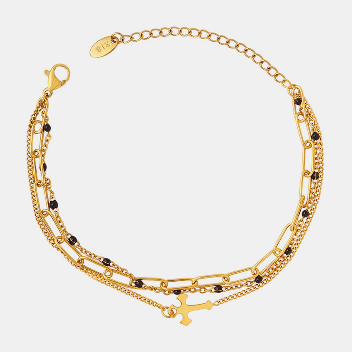 Delicate Three-Layered Cross Titanium Steel Bracelet - MARIGOLD 