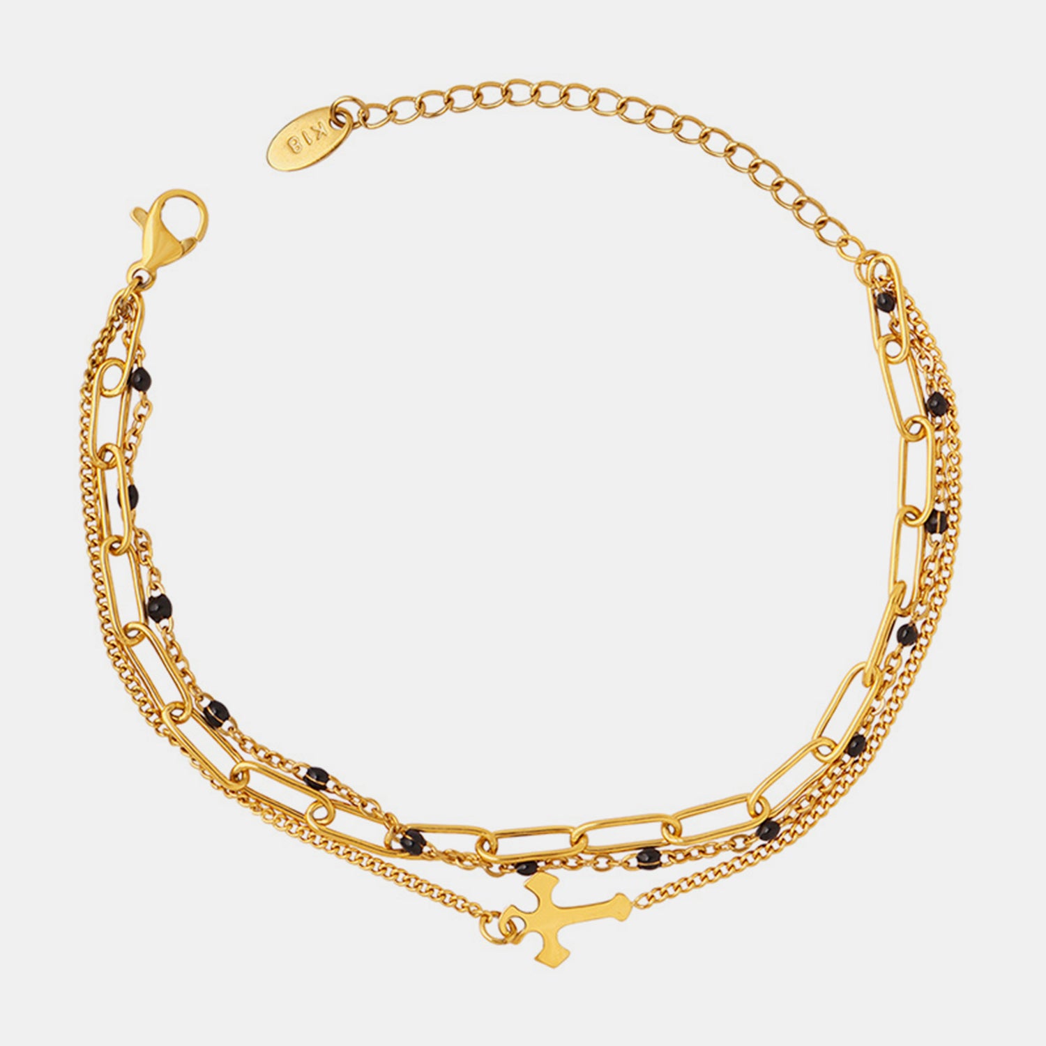 Delicate Three-Layered Cross Titanium Steel Bracelet - MARIGOLD 