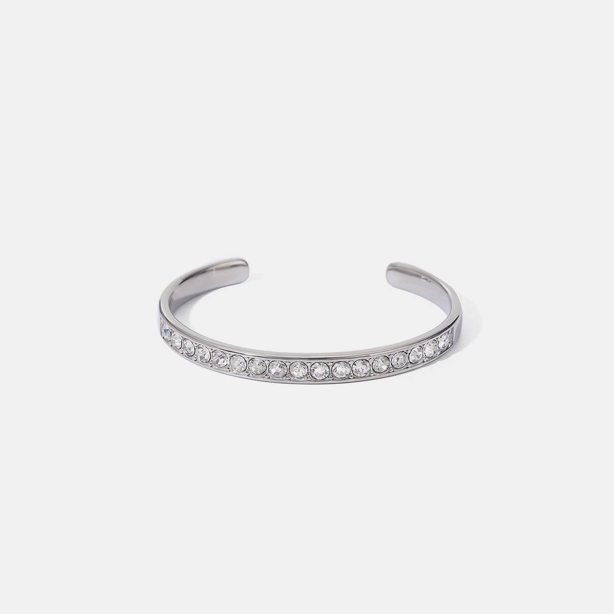 Elegant Zircon Inlaid Stainless Steel Bracelet - MARIGOLD 