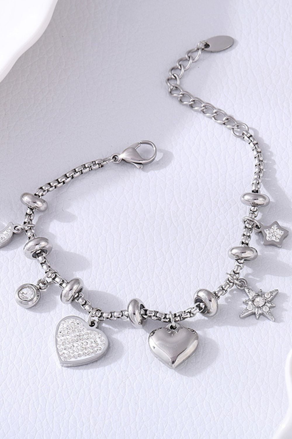 Elegant Zirconia Heart Charm Titanium Steel Bracelet - MARIGOLD 