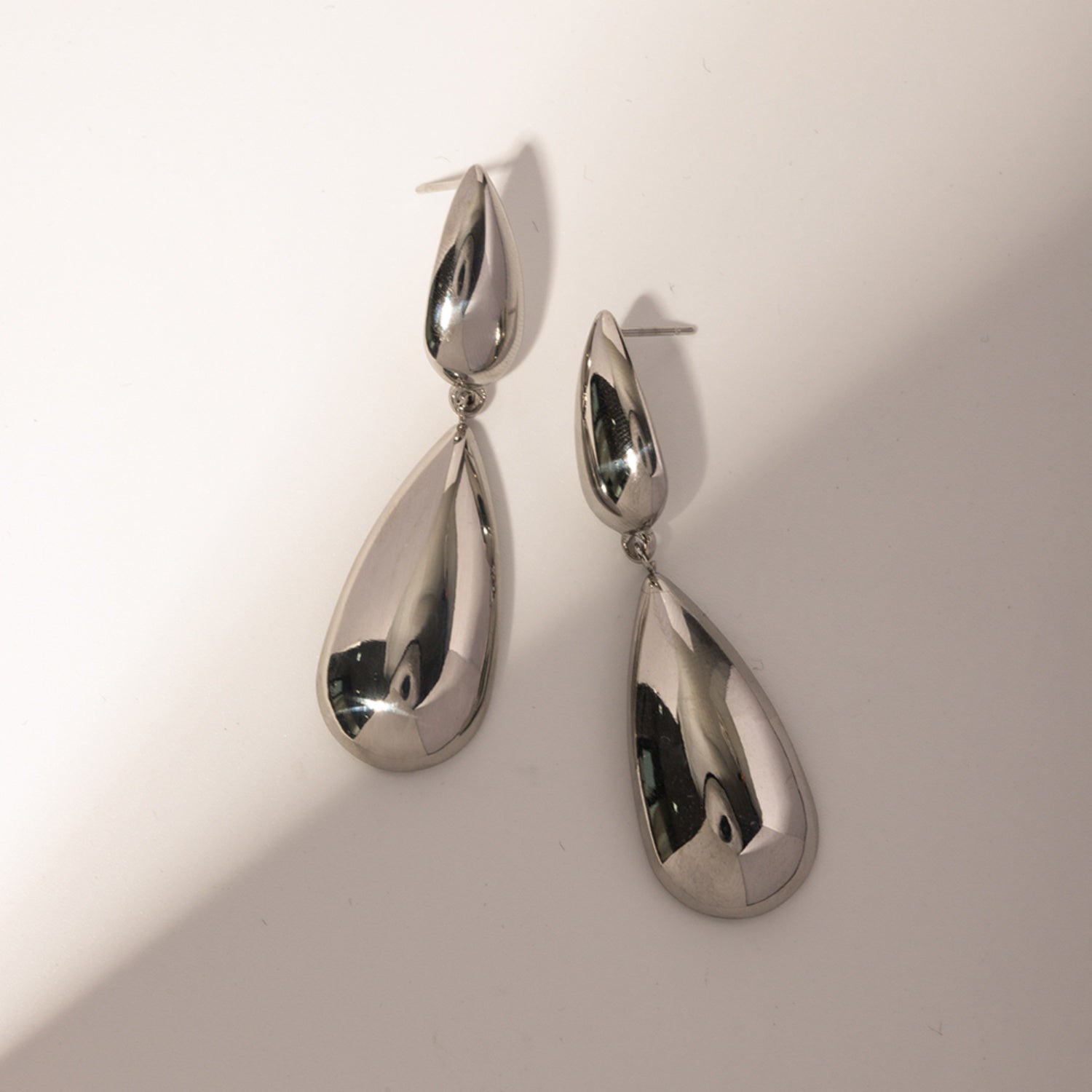 Elegant Double Tear Drop Stainless Steel Dangle Earrings - MARIGOLD 