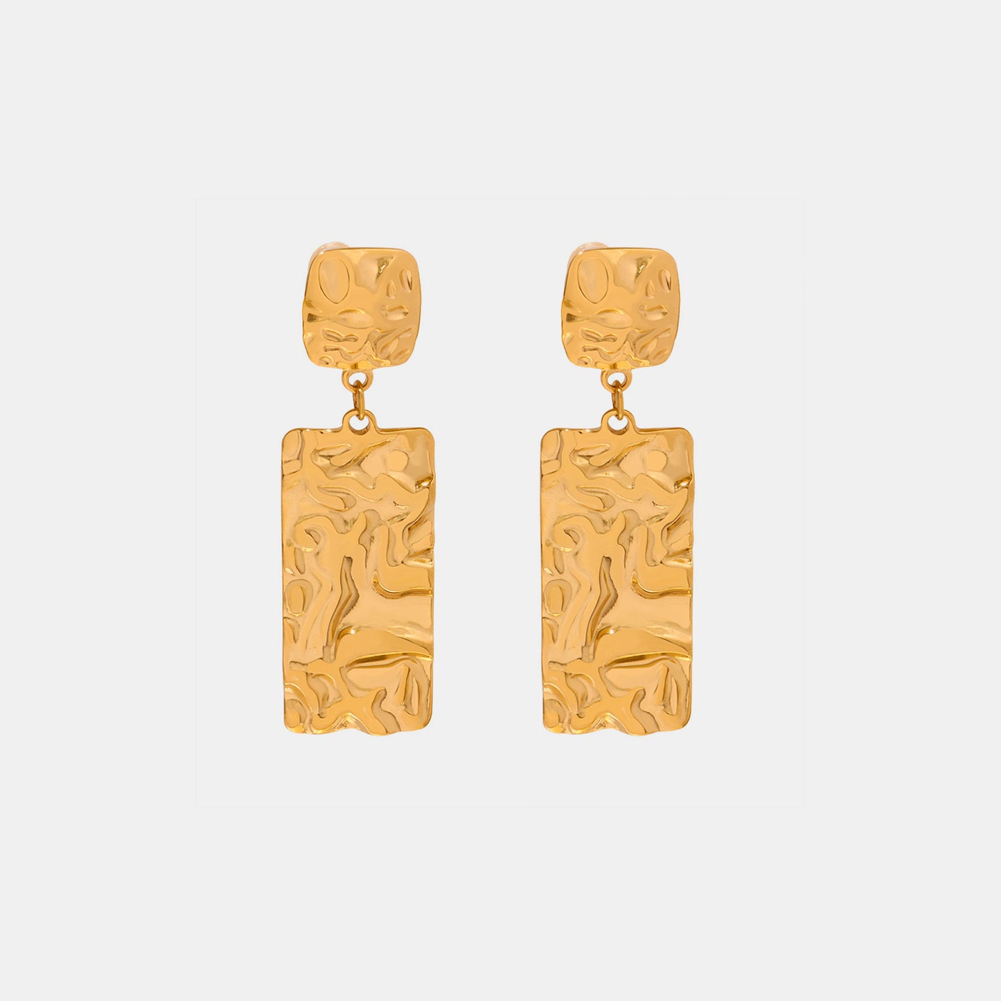 Sculpted Geometric Titanium Steel Dangle Earrings - MARIGOLD 