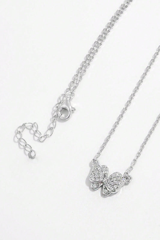 925 Sterling Silver Zircon Butterfly Pendant Necklace - MARIGOLD 