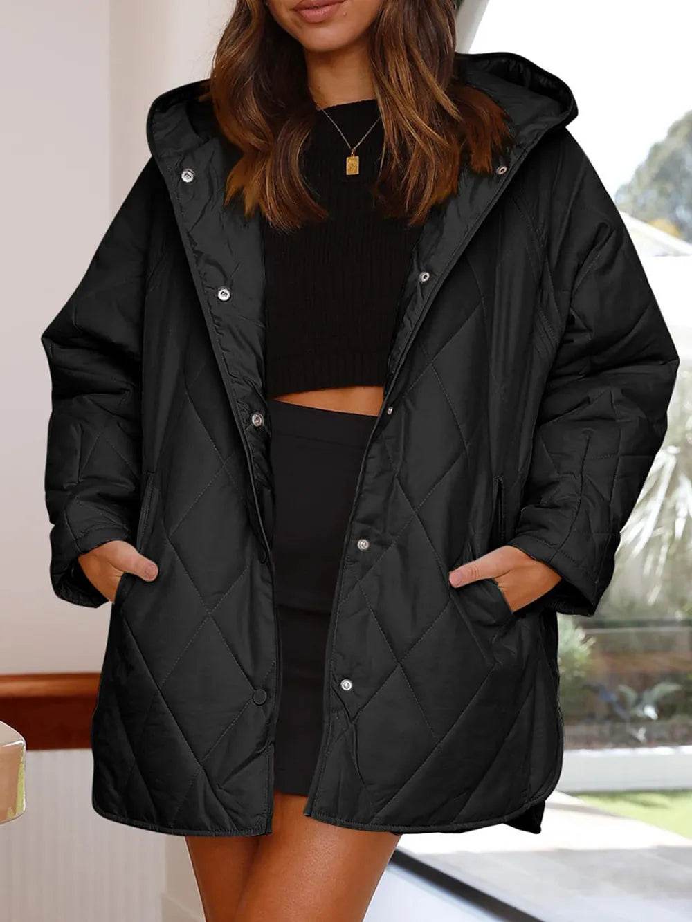 Slit Snap Down Long Sleeve Hooded Jacket - MARIGOLD 