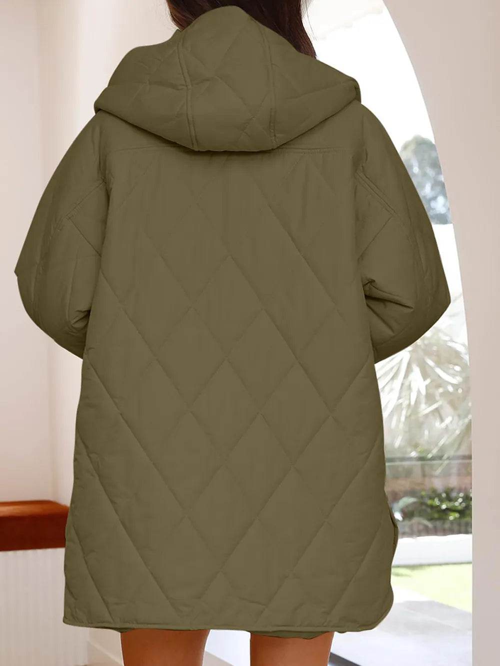 Slit Snap Down Long Sleeve Hooded Jacket - MARIGOLD 