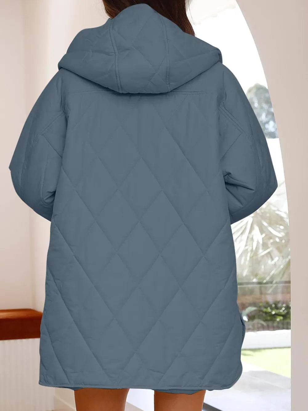 Slit Snap Down Long Sleeve Hooded Jacket - MARIGOLD 