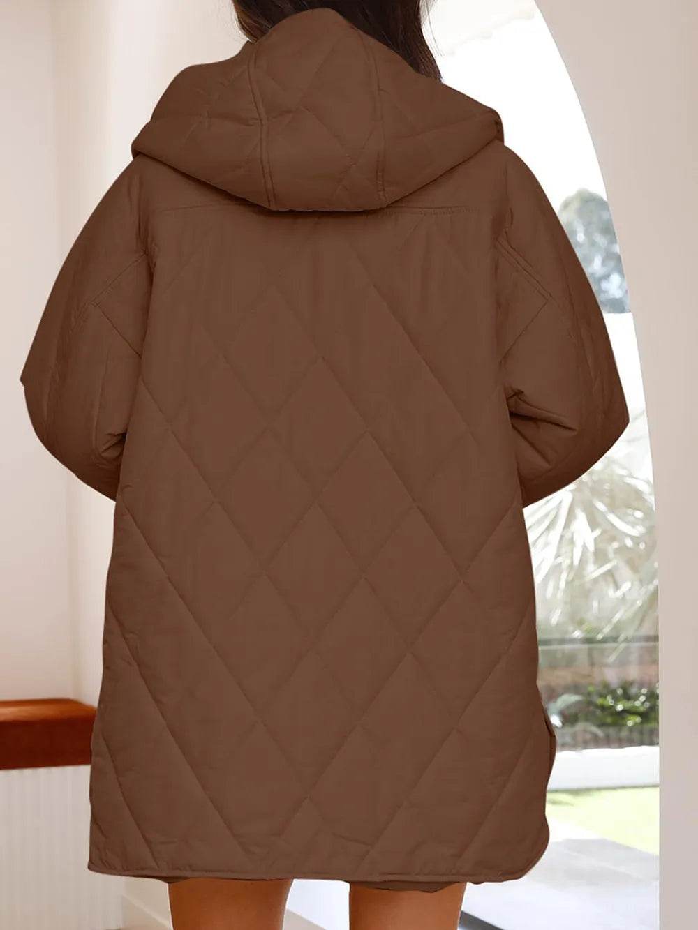 Slit Snap Down Long Sleeve Hooded Jacket - MARIGOLD 