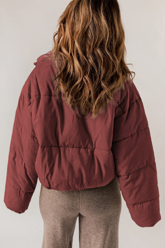 Zip-Up Collared Long Sleeve Coat - MARIGOLD 