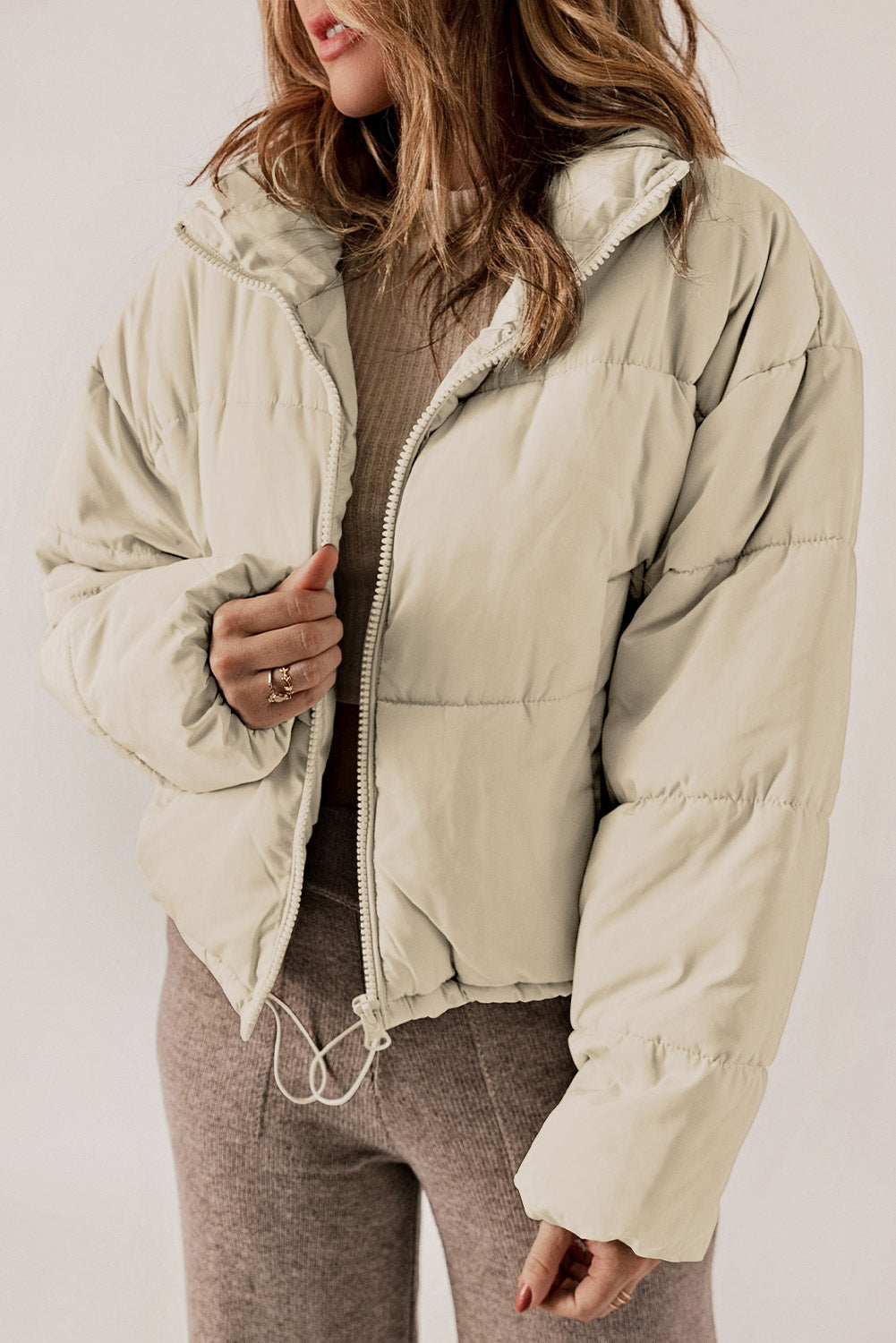 Zip-Up Collared Long Sleeve Coat - MARIGOLD 