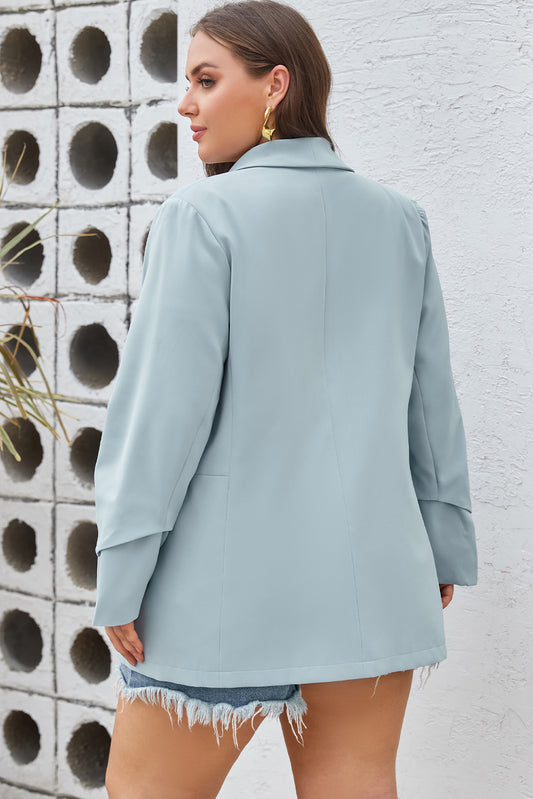 Plus Size Shawl Collar Long Sleeve Blazer - MARIGOLD 
