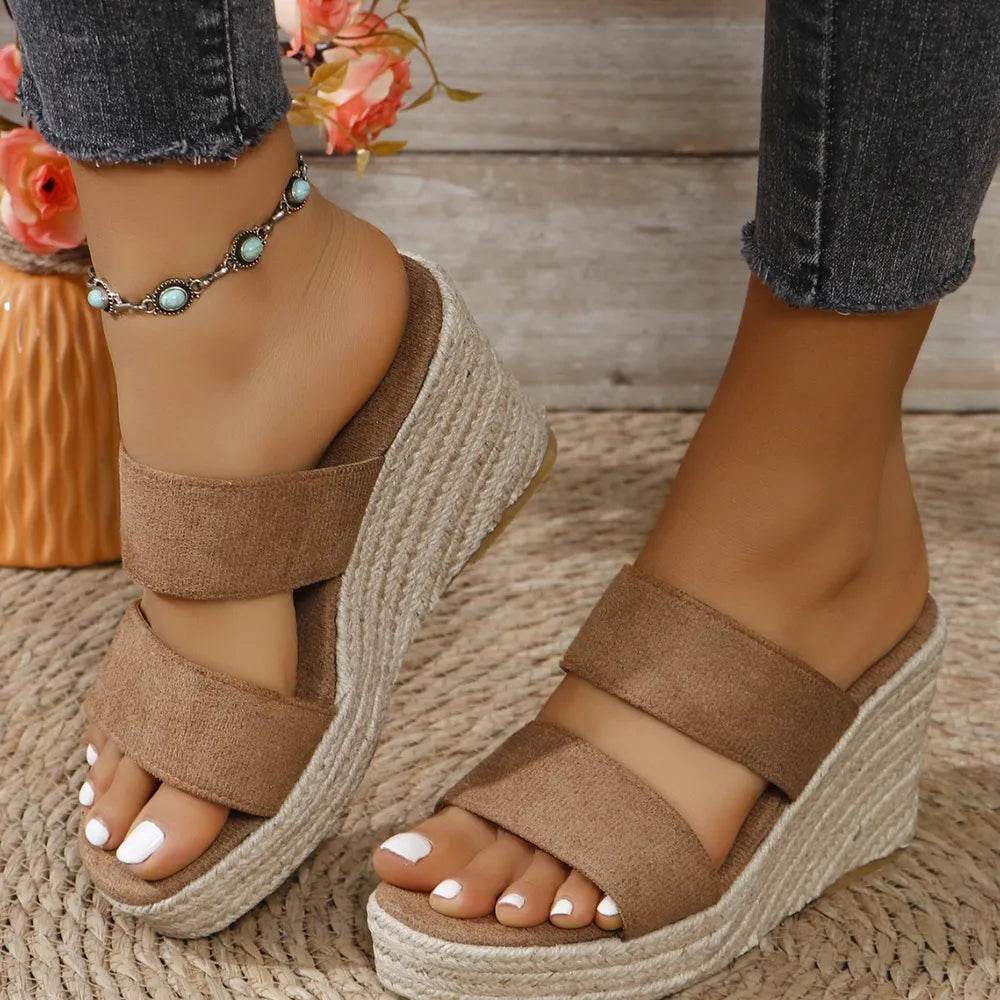 Open Toe Platform Wedge Sandals - MARIGOLD 