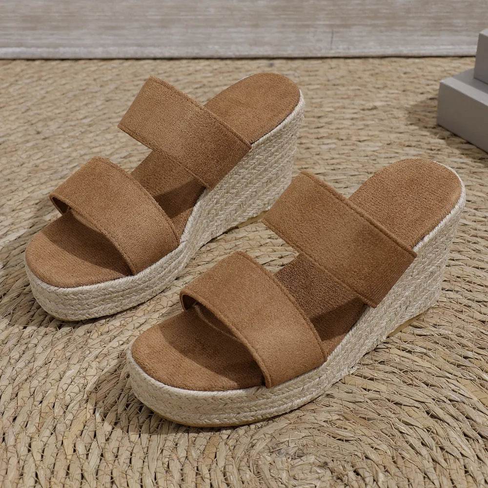 Open Toe Platform Wedge Sandals - MARIGOLD 