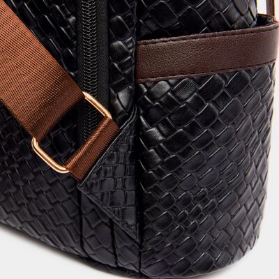 Chic Woven Design PU Leather Backpack with Multiple Handles - MARIGOLD 