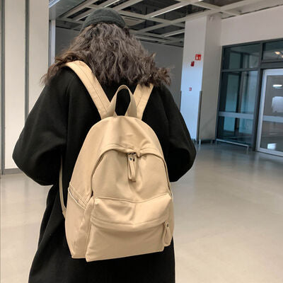 Minimalist Zip Cotton Backpack Bag - MARIGOLD 