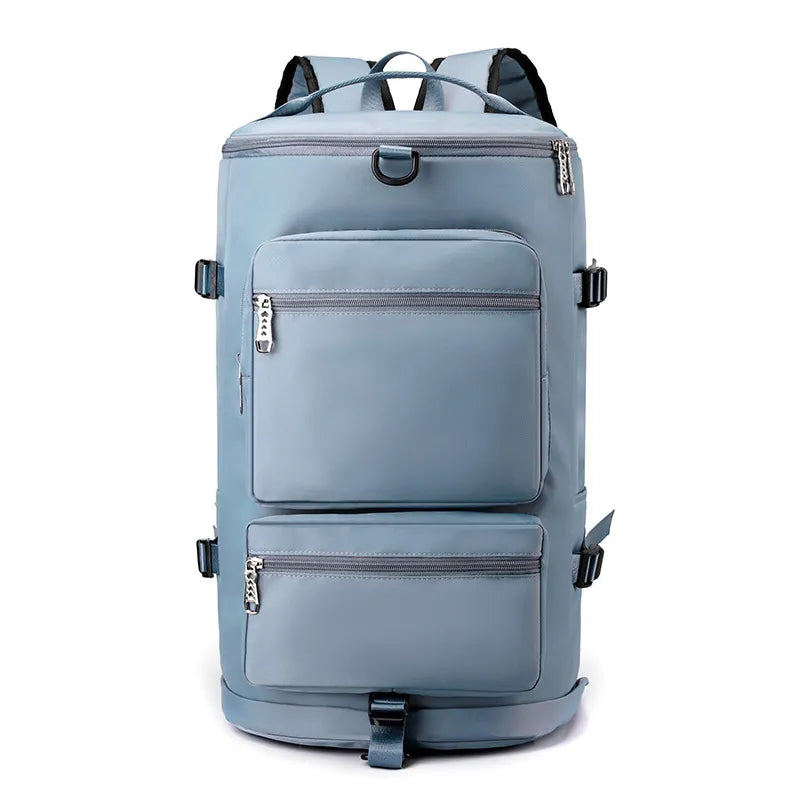 light blue Multi Pocket Travel Backpack Bag 1