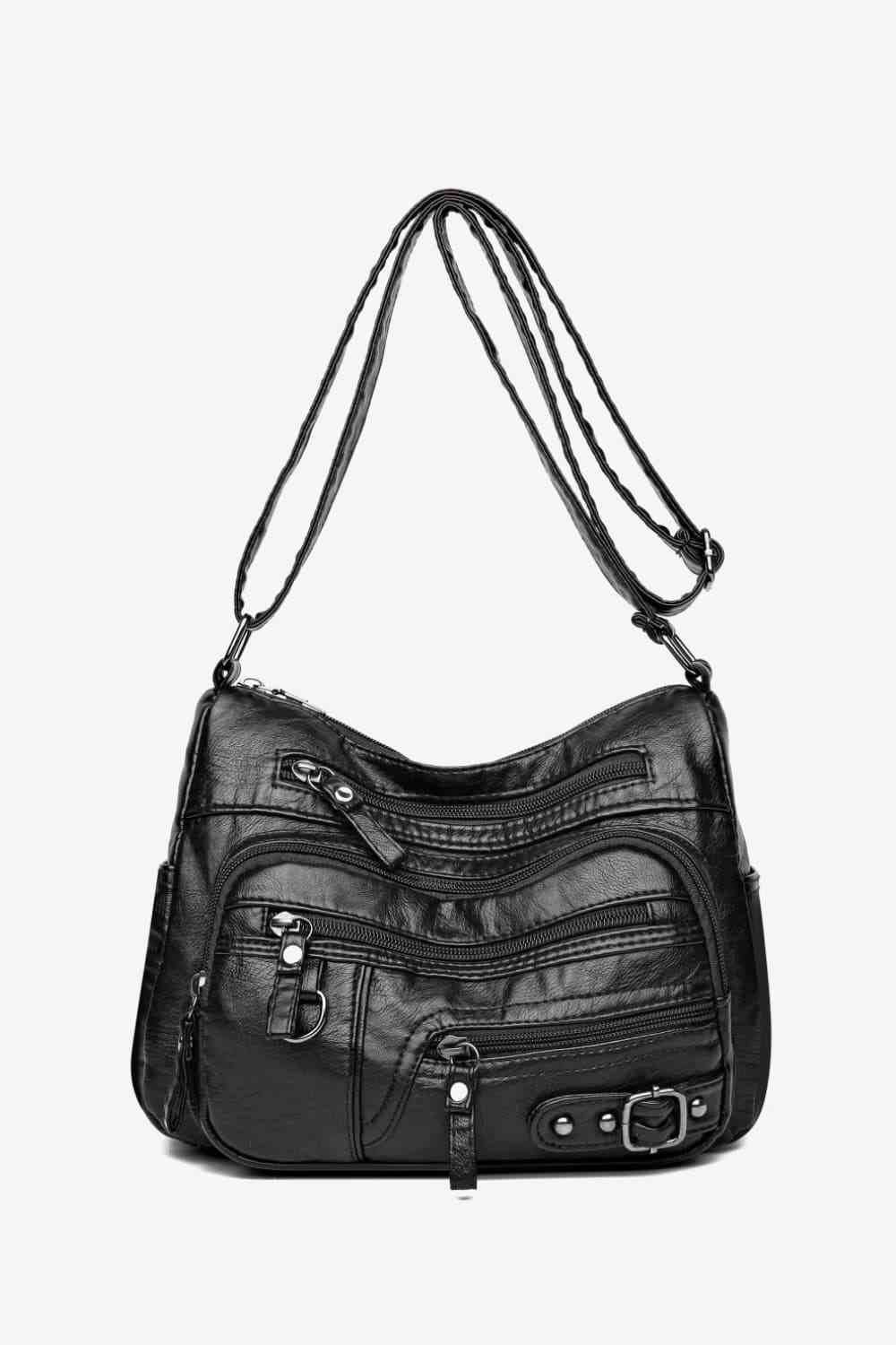 Multi-Pocket PU Leather Crossbody Bag - MARIGOLD 