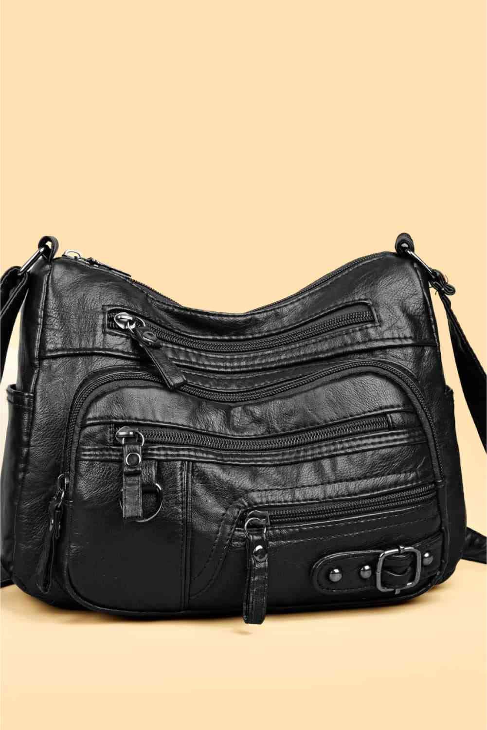 Multi-Pocket PU Leather Crossbody Bag - MARIGOLD 