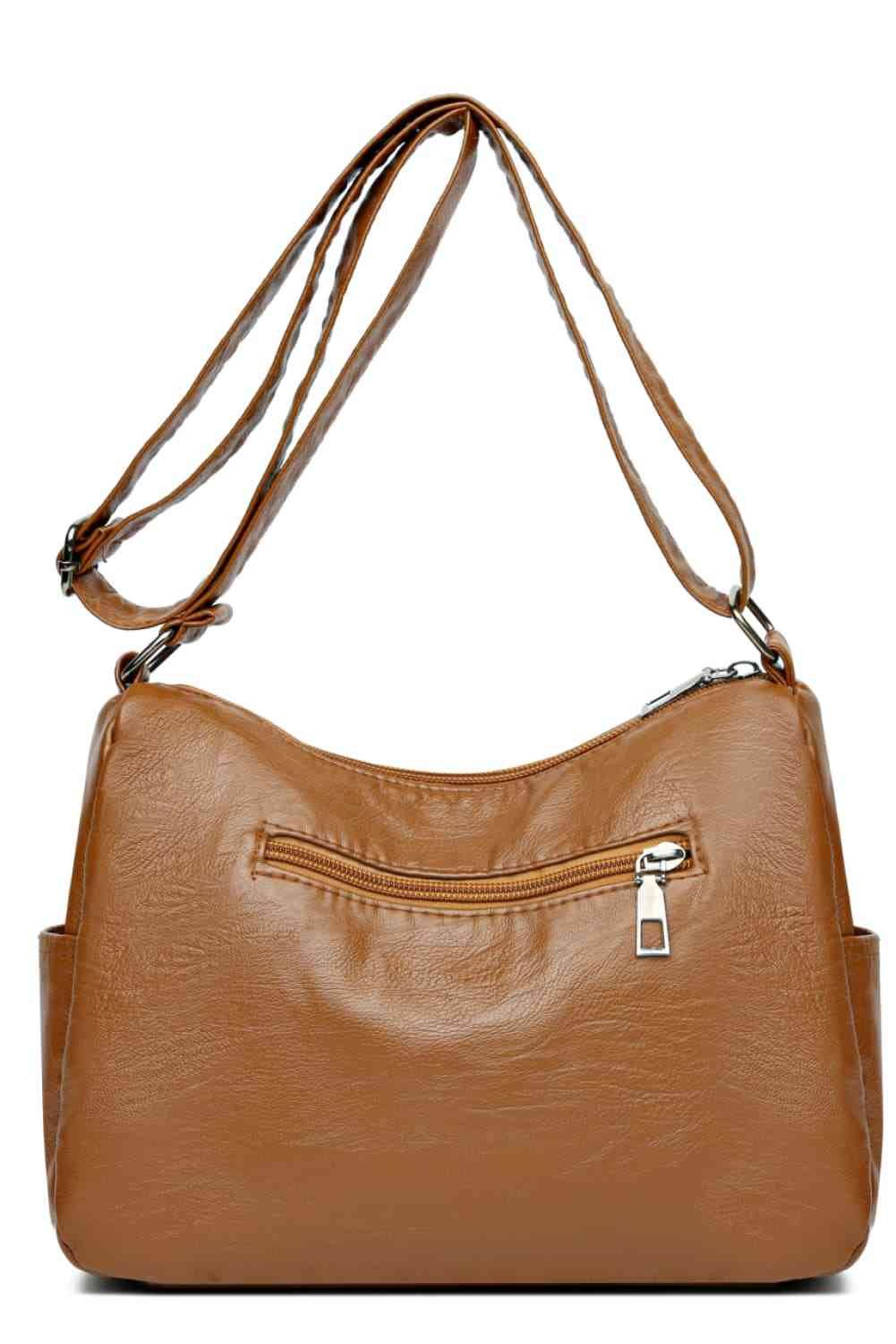Multi-Pocket PU Leather Crossbody Bag - MARIGOLD 