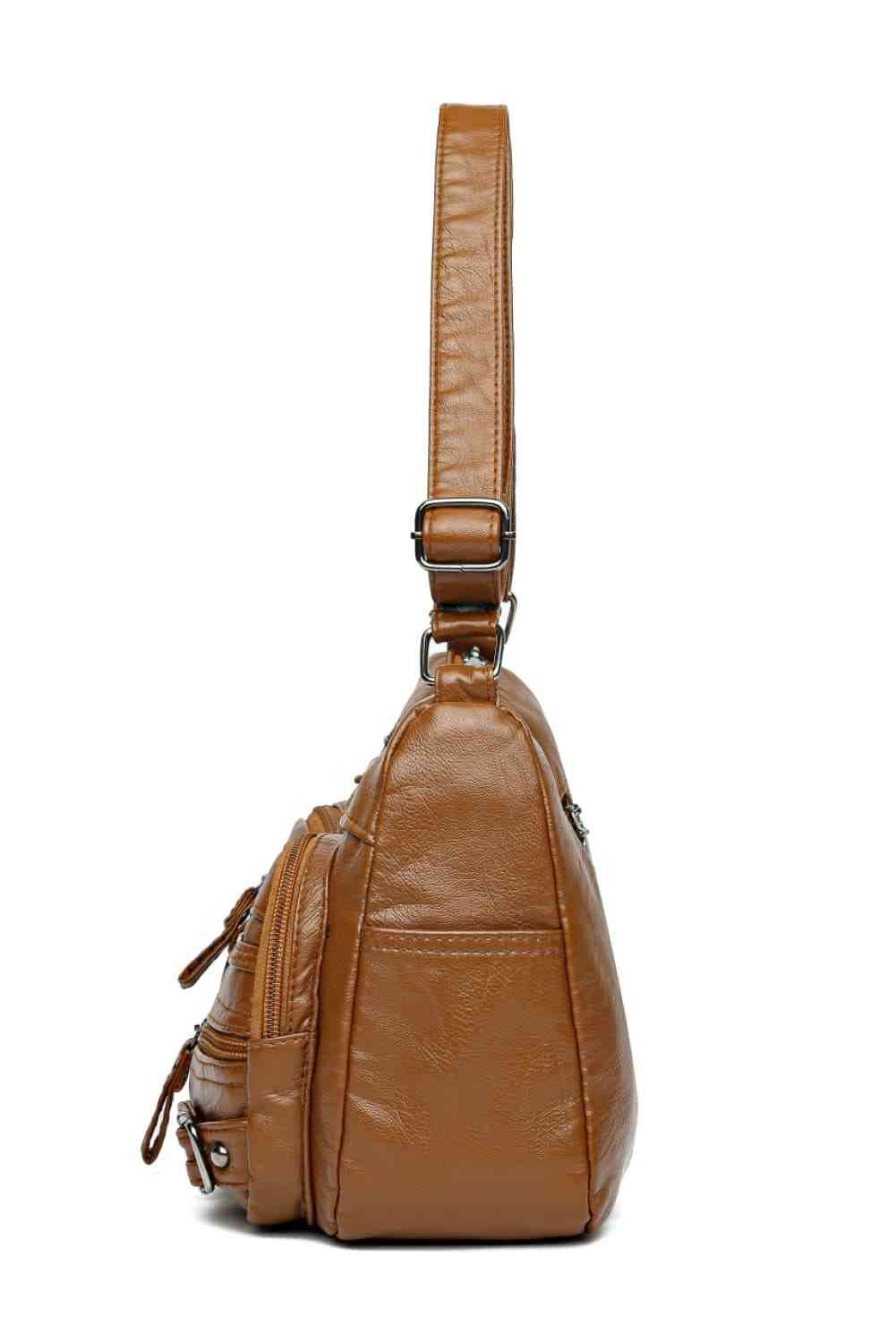 Multi-Pocket PU Leather Crossbody Bag - MARIGOLD 