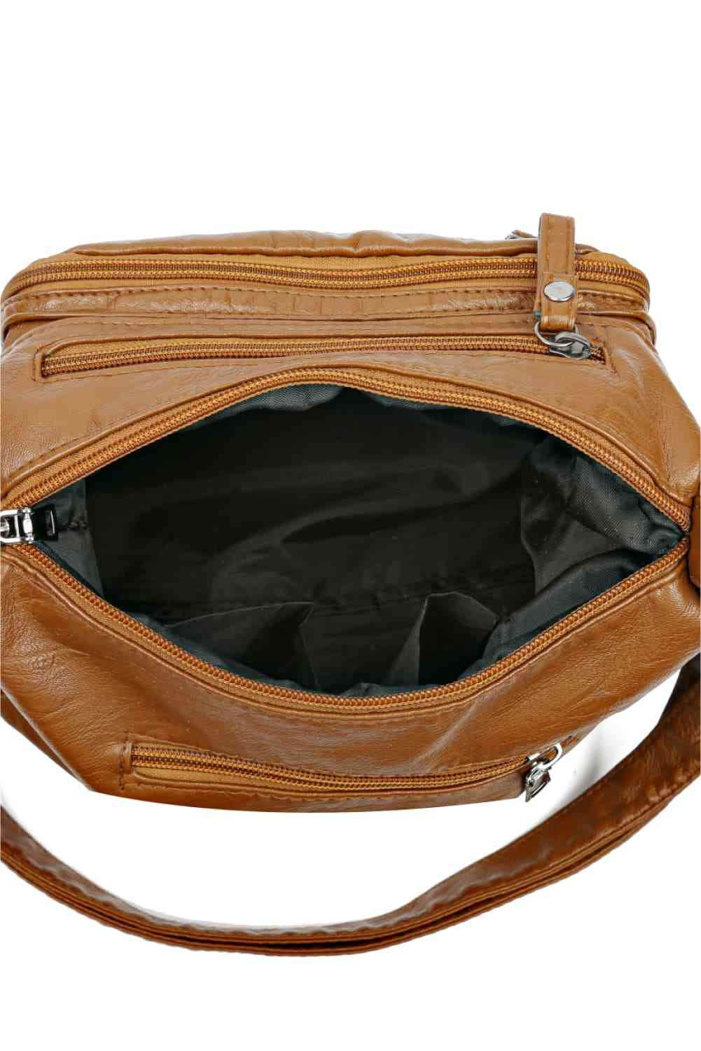 Multi-Pocket PU Leather Crossbody Bag - MARIGOLD 