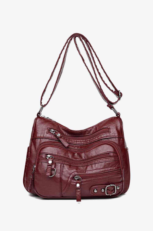 Multi-Pocket PU Leather Crossbody Bag - MARIGOLD 