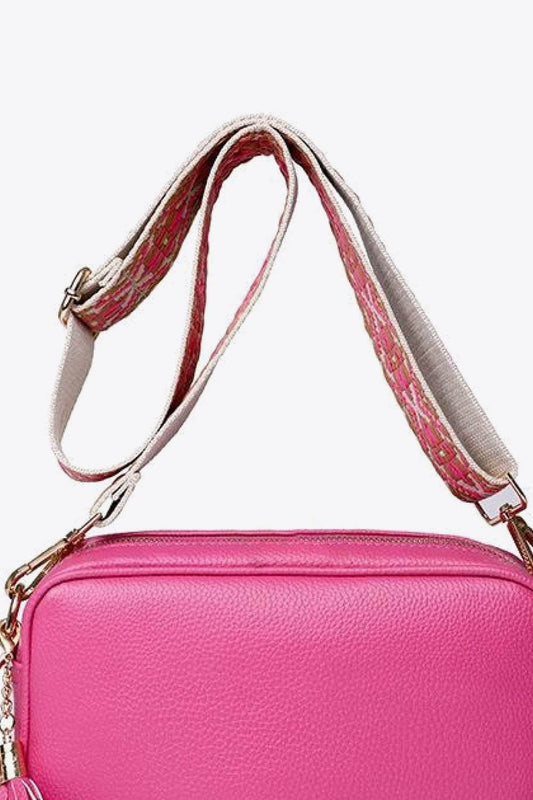 Pink minimalist Tassel Crossbody Bag by Marigold Collections Australia, stylish and compact for everyday use.