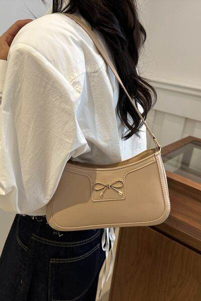 Bow Trim PU Leather Shoulder Bag - MARIGOLD 