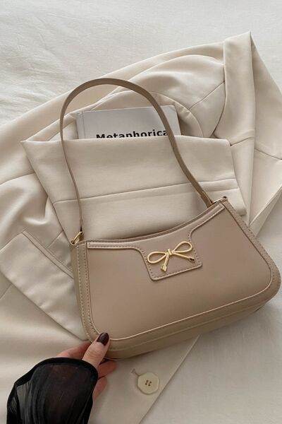 Bow Trim PU Leather Shoulder Bag - MARIGOLD 