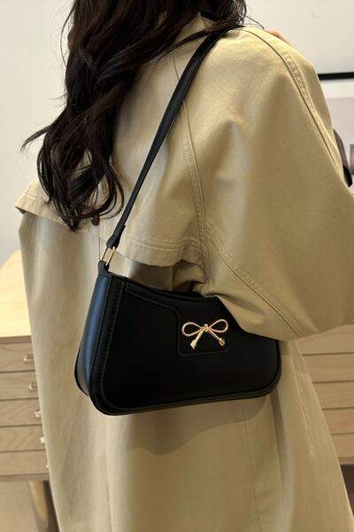 Bow Trim PU Leather Shoulder Bag - MARIGOLD 