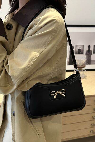 Bow Trim PU Leather Shoulder Bag - MARIGOLD 