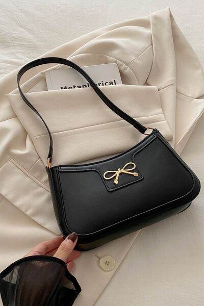 Bow Trim PU Leather Shoulder Bag - MARIGOLD 