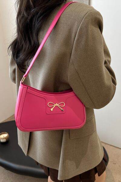 Bow Trim PU Leather Shoulder Bag - MARIGOLD 