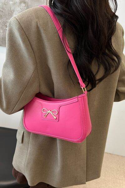 Bow Trim PU Leather Shoulder Bag - MARIGOLD 