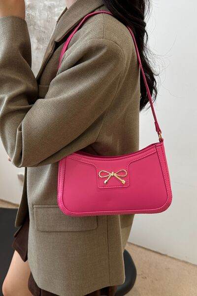 Bow Trim PU Leather Shoulder Bag - MARIGOLD 