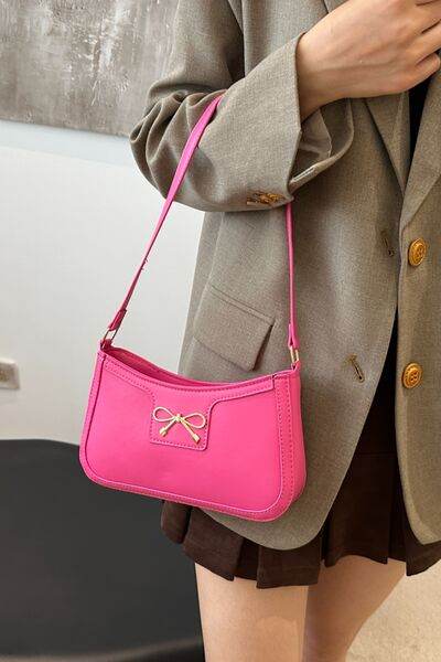 Bow Trim PU Leather Shoulder Bag - MARIGOLD 