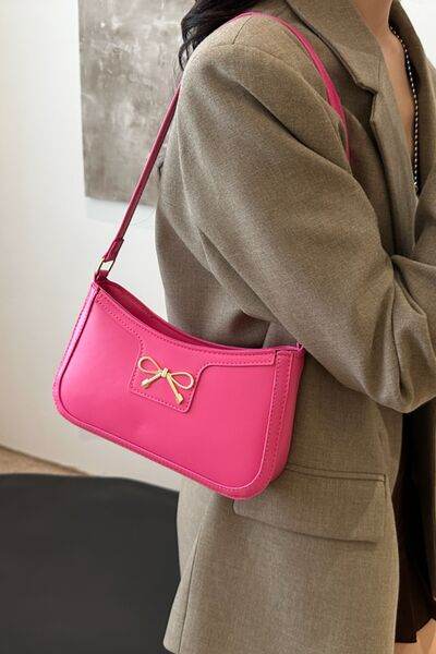 Bow Trim PU Leather Shoulder Bag - MARIGOLD 
