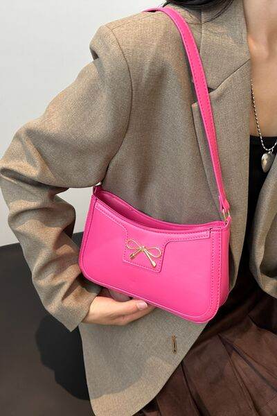 Bow Trim PU Leather Shoulder Bag - MARIGOLD 