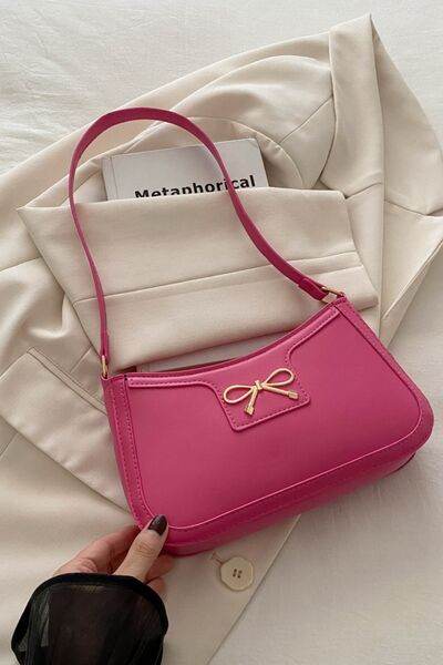 Bow Trim PU Leather Shoulder Bag - MARIGOLD 