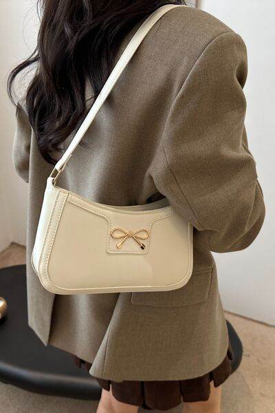 Bow Trim PU Leather Shoulder Bag - MARIGOLD 