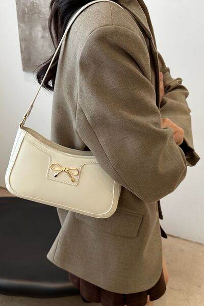 Bow Trim PU Leather Shoulder Bag - MARIGOLD 