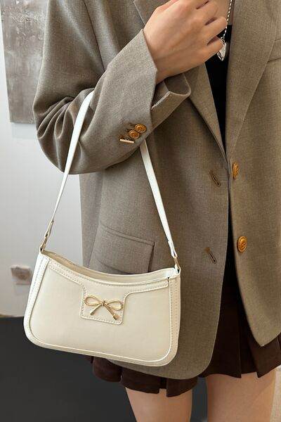 Bow Trim PU Leather Shoulder Bag - MARIGOLD 