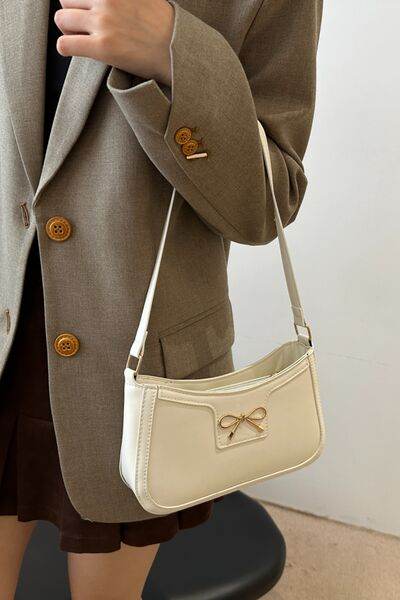Bow Trim PU Leather Shoulder Bag - MARIGOLD 