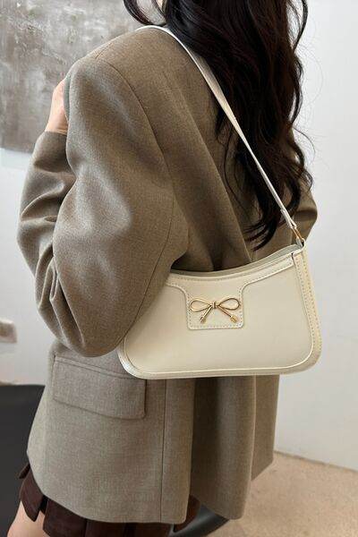 Bow Trim PU Leather Shoulder Bag - MARIGOLD 