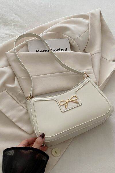Bow Trim PU Leather Shoulder Bag - MARIGOLD 