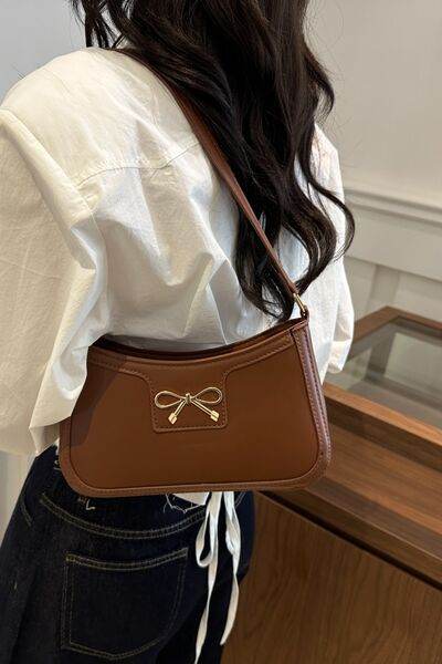 Bow Trim PU Leather Shoulder Bag - MARIGOLD 