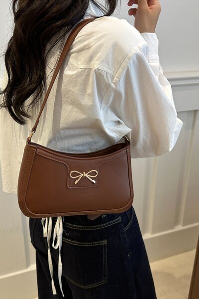 Bow Trim PU Leather Shoulder Bag - MARIGOLD 