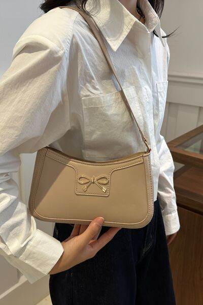 Bow Trim PU Leather Shoulder Bag - MARIGOLD 