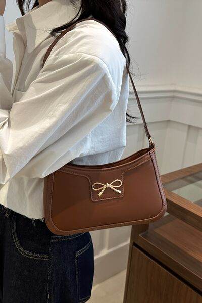 Bow Trim PU Leather Shoulder Bag - MARIGOLD 